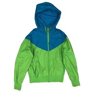 Vintage Nike Sports Wear Hoodie Jacket Teal Green Colorbock Windbreaker Sz M